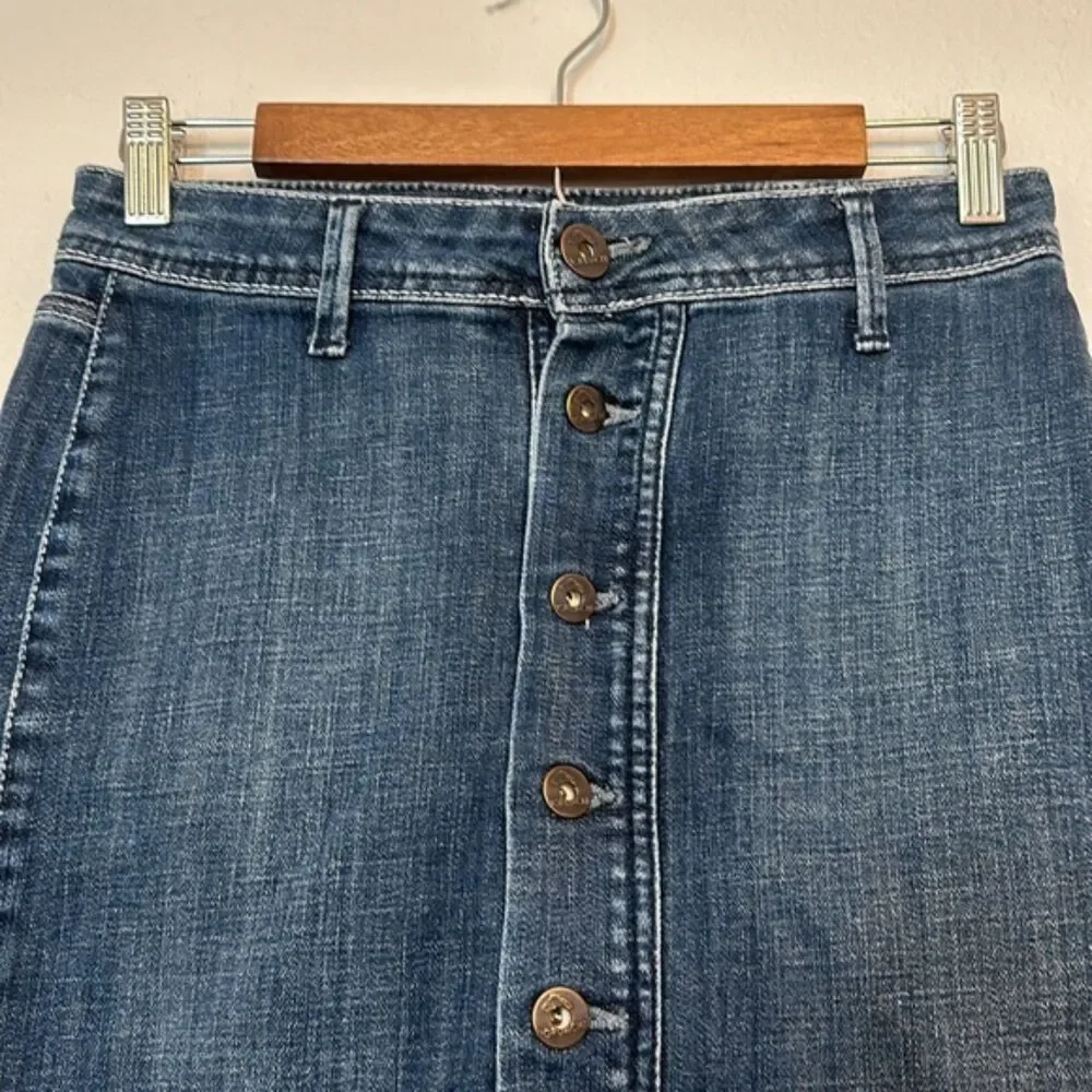 Vintage 90s Jordache Denim Mini Skirt Button Fly Front Womens 26 Raw Hem Y2K